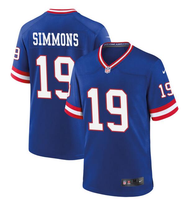 Men's New York Giants #19 Isaiah Simmons Royal Classic Stitched Game Jersey
